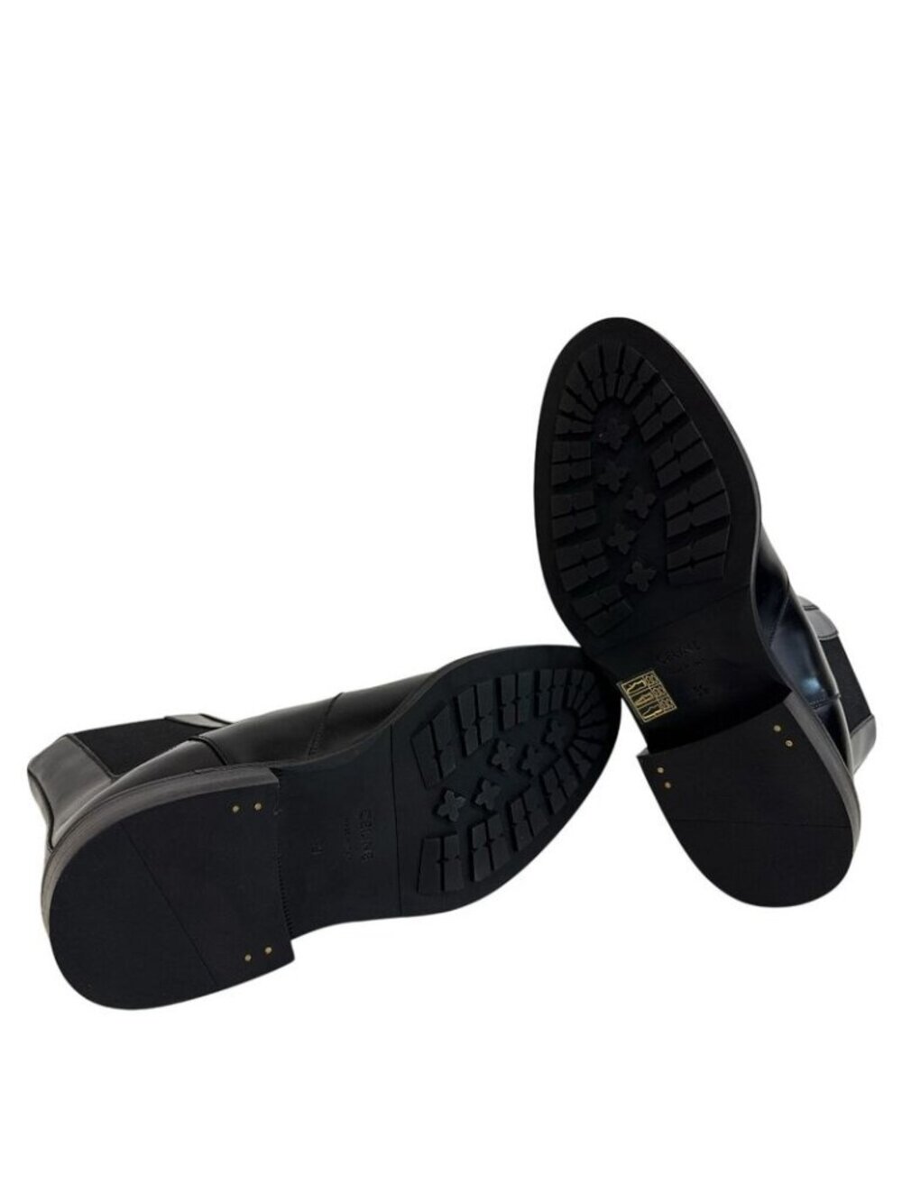 Celine Perforated Logo Side Gore Short Triomphe Leather Boots Black - Picture 4 of 8